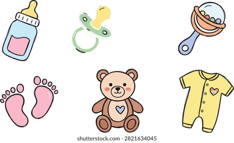 Baby items collection bottle