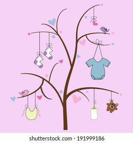 Baby Items Hanging on Tree