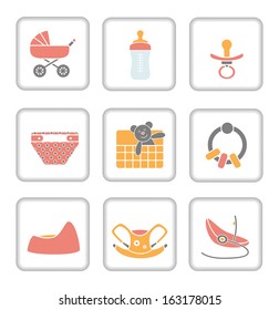 Baby items icon set