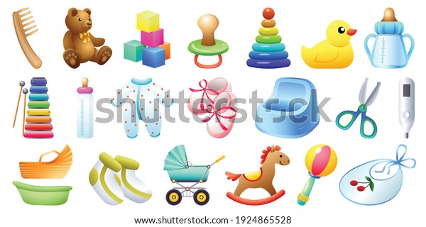 Baby Items Icons Set Cartoon Set Stock Vector Royalty Free 1924865528