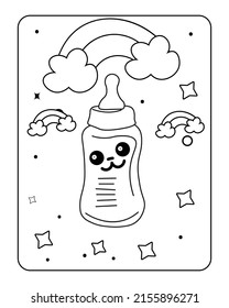 baby jar toy coloring page, kids coloring page, toy line art design,