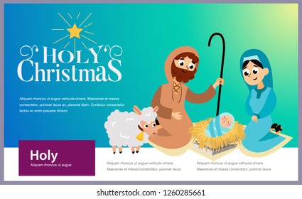 Baby Jesus born in Bethlehem scene in holy family