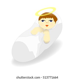 Baby Jesus Christ  figure Icon Symbol Design. Vector Christmas illustration isolated on white background