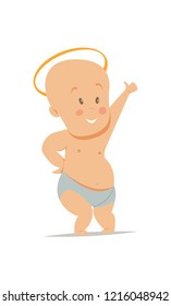 Baby Jesus in diapers. Merry Christmas. Flat vector illustration isolated on white background  in cartoon style.