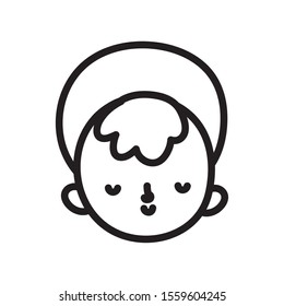 baby jesus face manger nativity, merry christmas vector illustration thick line