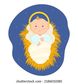 Baby Jesus in the manger, Christmas night.