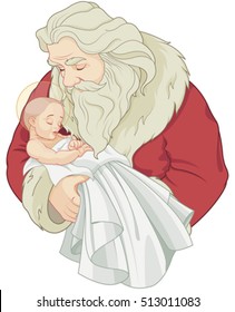 Baby Jesus and Santa Claus