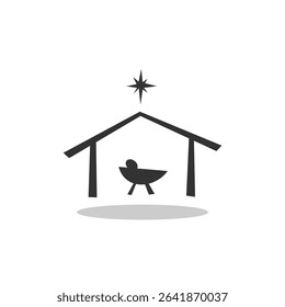 Baby Jesus and star of Bethlehem icon with shadow