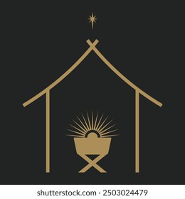 Diseño del Vector del bebé Jesús aislado fondo negro