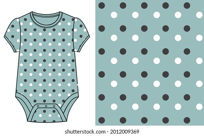 Baby Jumpsuit with polka dot pattern. pattern for baby. Polka dot pattern vector