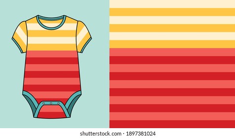 Baby Jumpsuit with Vector stripe pattern. pattern for baby.