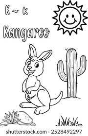 Baby Kangaroo Under the Sun: Coloring Page