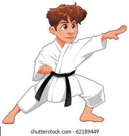 Baby Karate Player. Vector cartoon isolated character