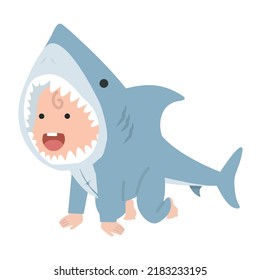 Baby Kid Characters In Shark Costume