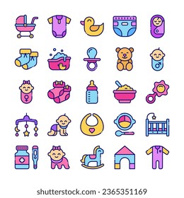 Baby and Kid icon set in flat style design