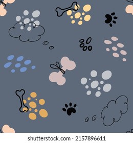 Baby, Kids, Children seamless pattern with handmade dogs. Fashionable scandalous vector background. Ideal for children's clothing, fabrics, textiles, baby decorations, wrapping paper