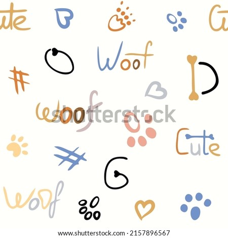 Baby, Kids, Children seamless pattern with handmade dogs. Fashionable scandalous vector background. Ideal for children's clothing, fabrics, textiles, baby decorations, wrapping paper