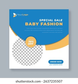 Baby and Kids Clothing Sale Banner – Social Media Vector Template for Fashion Store Promotion, Discount Event, and Product Launch
