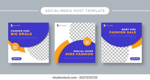 Baby Kids Clothing Sale Post Template – Vector Design for Fashion Discount, Boutique Promo, and Seasonal Offer