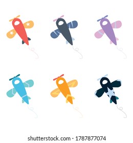 baby kids cute aeroplane icon logo vector illustrasion art