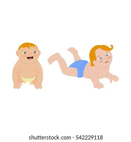 Baby kids emotions vector illustration.
