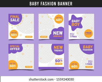 Baby Kids Fashion Sale Square Banner Template. Promotional Banner For Social Media Post, Web Banner And Flyer Vol.1