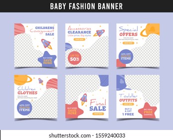 Baby Kids Fashion Sale Square Banner Template. Promotional Banner For Social Media Post, Web Banner And Flyer Vol.4
