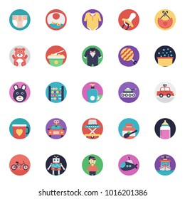 Baby and Kids Flat Vector Icons Collection