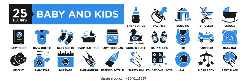 Baby and Kids icon collection set. Containing design baby, child, kid, childhood, little, cute, girl	