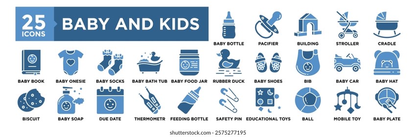 Baby and Kids icon collection set. Containing design baby, child, kid, childhood, little, cute, girl	