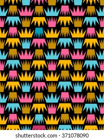 Baby and kids royal pattern with crowns, cute princess background, vector  beautiful geometric seamless fabric, luxury wrapping paper, fashion trendy fabric, ornament template for boys and girls

