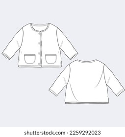 baby kids tee shirt blouse flat sketch illustration