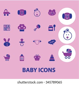 baby, kids, toys, children icons, signs vector concept set for infographics, mobile, website, application 