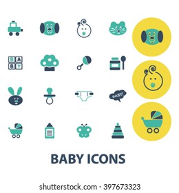 baby, kids, toys, children icons

