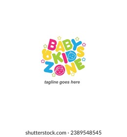 Logo de Baby Kids Zone Vector, logotipo de baby n Kids, logotipo infantil para bebés