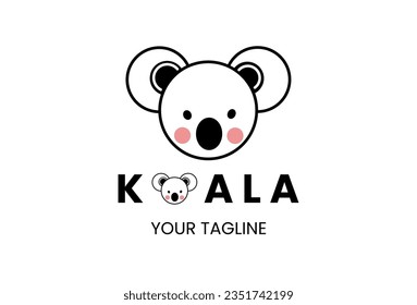 Baby koala Gesicht einzeln auf weißem Hintergrund. Koala-Gesicht, Vektorgrafik. Verwendet für Logo, Symbol, Illustration