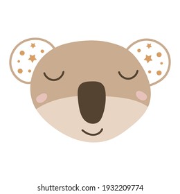 Baby koala face. Vector illustration.