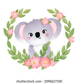 Baby koala isolated on white background, vector illustration