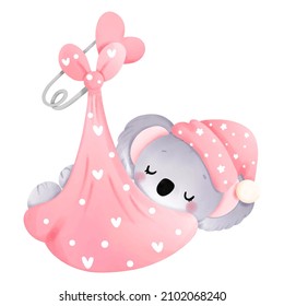 Baby koala isolated on white background, vector illustration