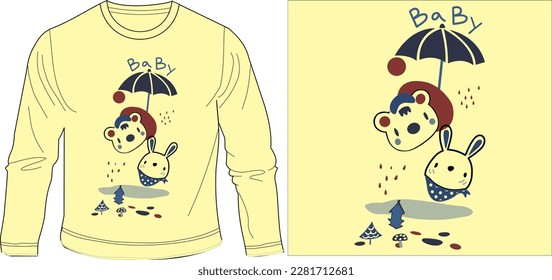 baby koala and rabbit graphic design vector