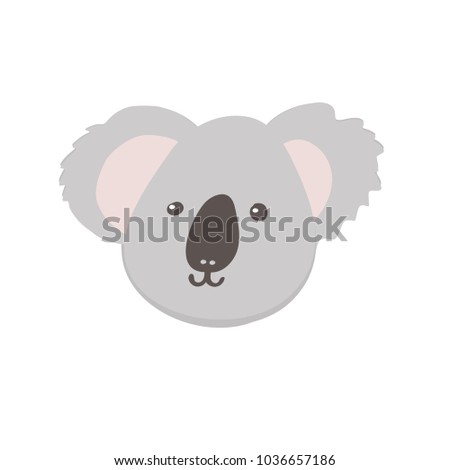 Baby Koala. Vector illustration of cute  animal face icon isolated on white background. Child and baby print design