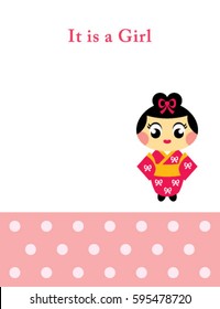 it is a baby kokeshi girl arrival card