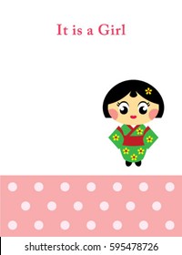 it is a baby kokeshi girl arrival card