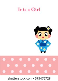 it is a baby kokeshi girl arrival card