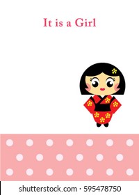 it is a baby kokeshi girl arrival card