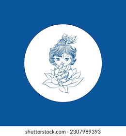baby krishna on lotus vector illustration for krishna Janmashtami