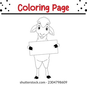 Baby lamb coloring page book. Vector illustration for children. Sheep Coloring Page Illustration