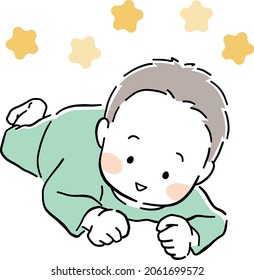 Baby laughing on all fours