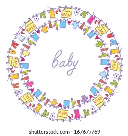 Baby laundry cute frame round motive