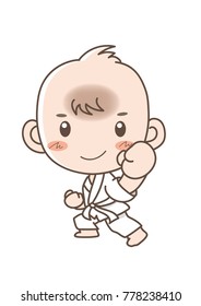 Baby learning karate